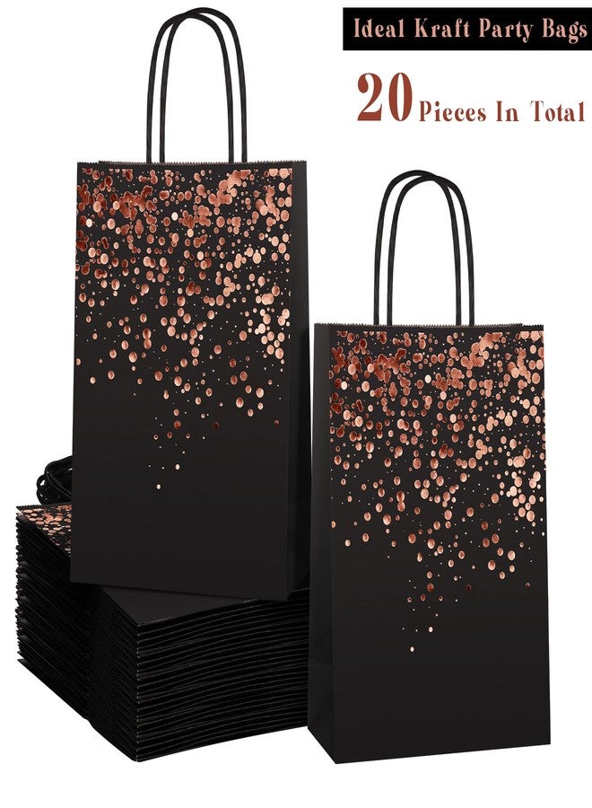 MIMIND 20 Pieces Gift Paper Bags Birthday Party Paper Bronzing Rose Gold Kraft Goodie Candy Bags with Handle for Birthday, Wedding, Hen Party Celebrations - Image 3
